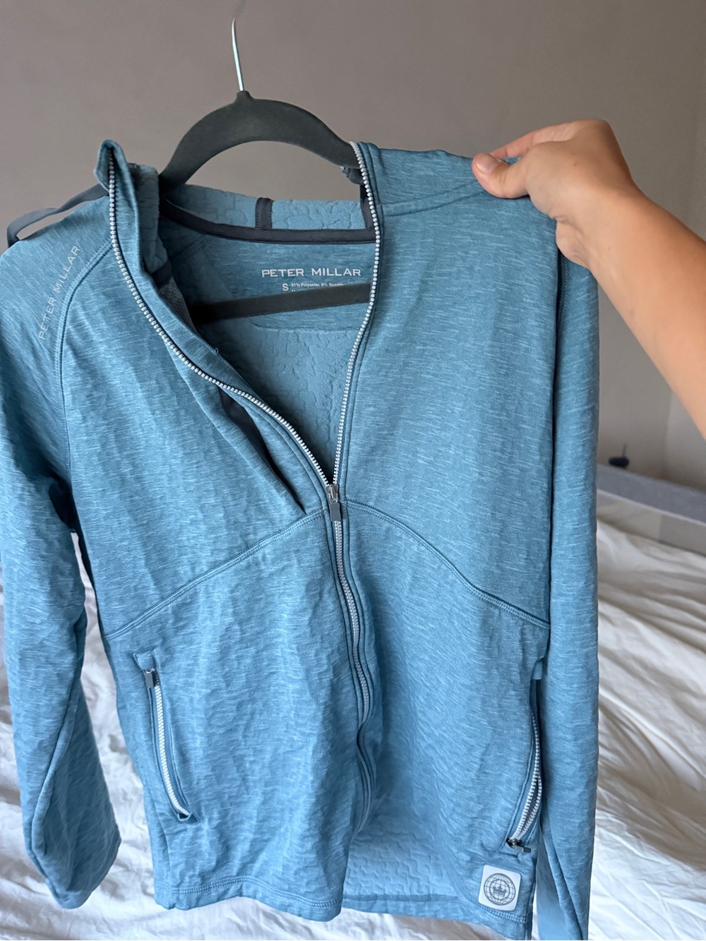 Peter Millar Activewear Blue Full-Zip Hoodie